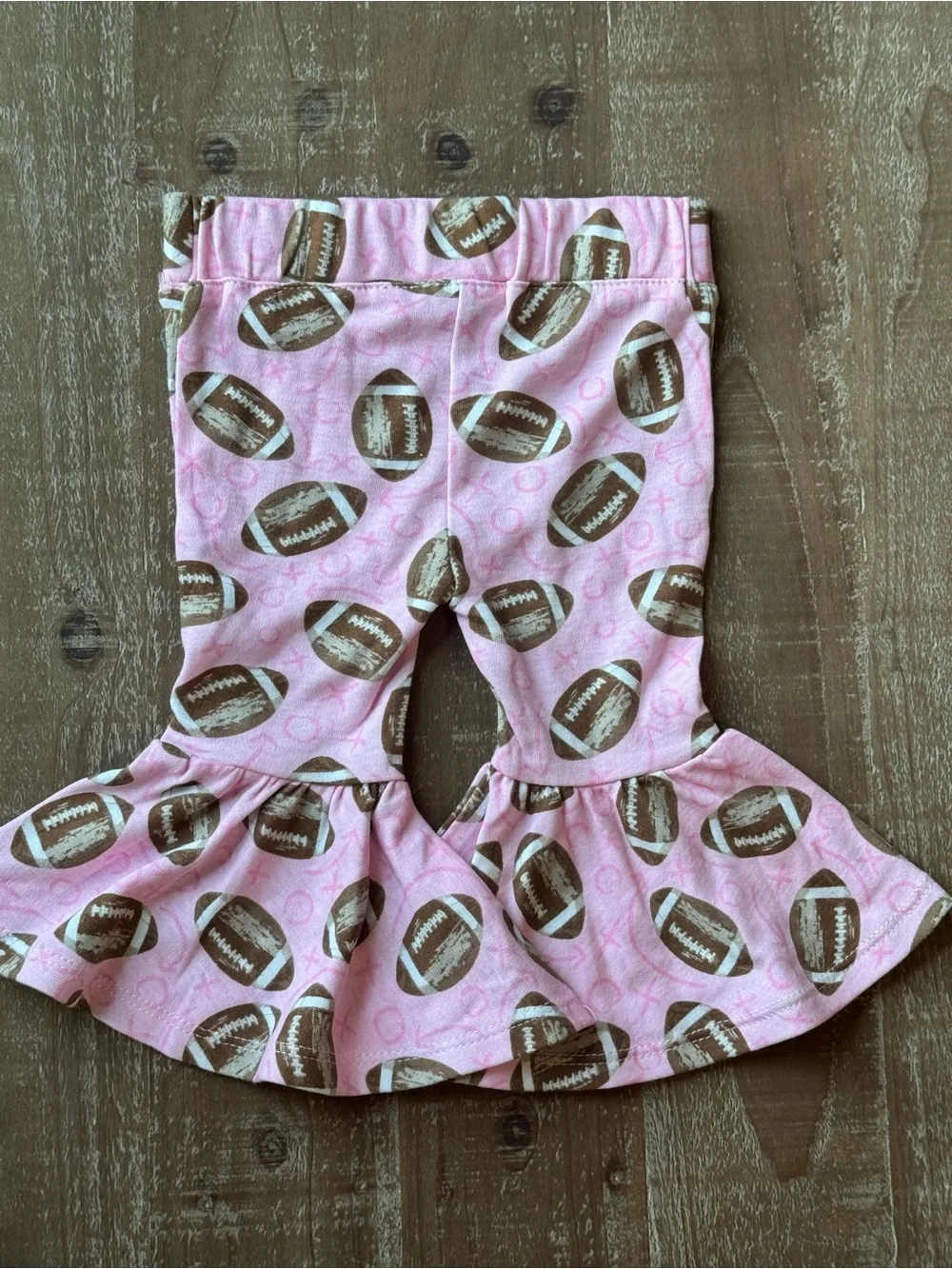 Baby Girl Pink Football Game Day Bell Bottom Flare Pants 6M Gameday Season